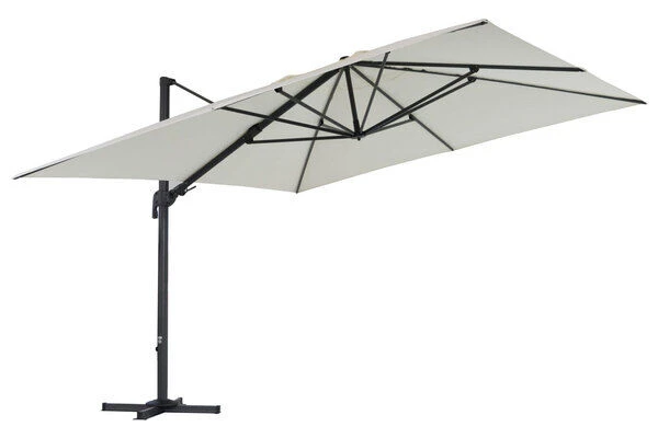 OUTFLEXX Ampelschirm, Anthrazit/creme, Alu/Polyester, 350x350cm, Inkl. Plattenständer 3 OUTFLEXX Ampelschirm, Anthrazit/creme, Alu/Polyester, 350x350cm, Inkl. Plattenständer