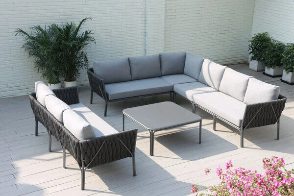 OUTFLEXX Mermaid Lounge-Set, Anthrazit, Alu/XL Rope, 6-teilig, Inkl. Sitz- Und Rückenkissen, Tisch 95 X 95 X 42 Cm 3 OUTFLEXX Mermaid Lounge-Set, Anthrazit, Alu/XL Rope, 6-teilig, Inkl. Sitz- Und Rückenkissen, Tisch 95 X 95 X 42 Cm