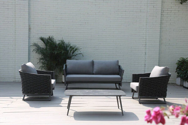 OUTFLEXX Oranger Blossom Lounge-Set, Anthrazit, Alu/XL Rope, 4-teilig, Inkl. Sitz- Und Rückenkissen, Tisch 120 X 70 X 42 Cm 3 OUTFLEXX Oranger Blossom Lounge-Set, Anthrazit, Alu/XL Rope, 4-teilig, Inkl. Sitz- Und Rückenkissen, Tisch 120 X 70 X 42 Cm