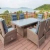 OUTFLEXX Dining Set, Hellbraun, Polyrattan, Tisch 200x95cm, Spraystone, 6mm, 6 Dining Sessel, Verstellbar 2 OUTFLEXX Dining Set, Hellbraun, Polyrattan, Tisch 200x95cm, Spraystone, 6mm, 6 Dining Sessel, Verstellbar -Gartenladen 1 20679.jpg