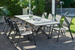 HARTMAN Sondermodell Xanadu / Aruba Set, Xerix/anthrazit, Alu/Glaskeramik, 8 Stapelsessel, 220/280x100cm