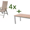DOPPLER Expert Esstischgarnitur, Silber/Holzoptik/beige, Alu/Textilene, 4x Multipositionssessel, 150-210x90 Cm -Gartenladen 1 21197.jpg