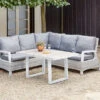 SIENA GARDEN Corido Loungeset, Ice Grey, Alu / Gardino®-Geflecht, 5 Personen, Loungetisch 140x85cm