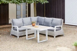 SIENA GARDEN Corido Loungeset, Ice Grey, Alu / Gardino®-Geflecht, 5 Personen, Loungetisch 140x85cm