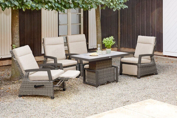 SIENA GARDEN Corido Sitzgruppe, Charcoal, Alu / Gardino®-Geflecht, 4 Relaxsessel, Stufenloser Lifttisch 130x75x47-71cm 3 SIENA GARDEN Corido Sitzgruppe, Charcoal, Alu / Gardino®-Geflecht, 4 Relaxsessel, Stufenloser Lifttisch 130x75x47-71cm