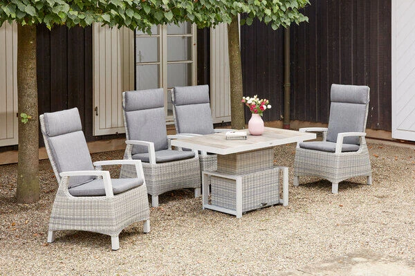 SIENA GARDEN Corido Sitzgruppe, Ice Grey, Alu / Gardino®-Geflecht, 4 Diningsessel, Stufenloser Lifttisch 130 X 75 X 47-71 Cm 3 SIENA GARDEN Corido Sitzgruppe, Ice Grey, Alu / Gardino®-Geflecht, 4 Diningsessel, Stufenloser Lifttisch 130 X 75 X 47-71 Cm