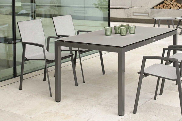 STERN New Top Stapelsessel, Anthrazit/silber, Aluminium/Textil, 65x57x89 Cm, Pulverbeschichtet, Stapelbar 4 STERN New Top Stapelsessel, Anthrazit/silber, Aluminium/Textil, 65x57x89 Cm, Pulverbeschichtet, Stapelbar – Bild 2