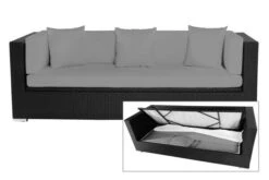 OUTFLEXX Dreisitzer-Sofa, Schwarz, Polyrattan, 210x85x70cm, Inkl. Polster + Wasserfeste Kissenbox -Gartenladen 1 2392 1 BOX.jpg