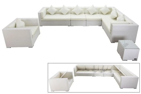 OUTFLEXX Loungemöbel-Set, Weiß, Polyrattan, Für 8 Personen, WasserfesteKissenbox 3 OUTFLEXX Loungemöbel-Set, Weiß, Polyrattan, Für 8 Personen, WasserfesteKissenbox