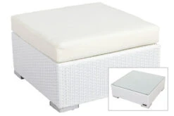 Ausgewählte Produkte 21 OUTFLEXX Beistelltisch/Hocker, Weiß, Polyrattan, Inkl. Glasplatte Und Polster