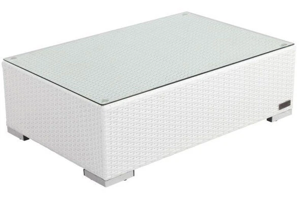 OUTFLEXX Kaffeetisch, Weiß, Polyrattan, 95x65cm, Inkl. Glasplatte 3 OUTFLEXX Kaffeetisch, Weiß, Polyrattan, 95x65cm, Inkl. Glasplatte