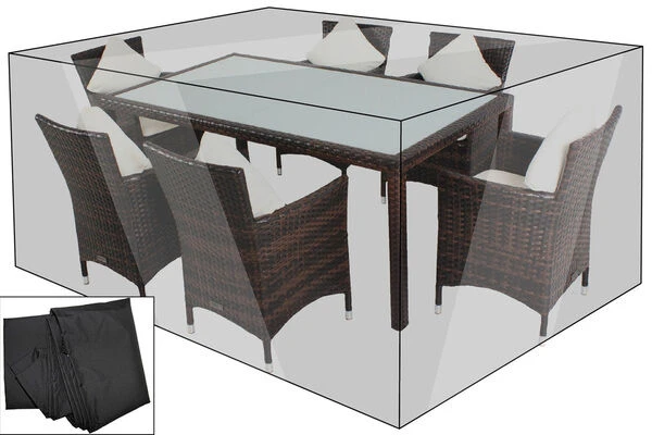 OUTFLEXX Premium Abdeckhaube Für Esstisch, Schwarz, 200x120x85 Cm, Wasserbeständig 3 OUTFLEXX Premium Abdeckhaube Für Esstisch, Schwarz, 200x120x85 Cm, Wasserbeständig