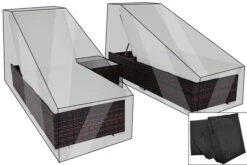 OUTFLEXX Premium Abdeckhauben-Set Für Liegen-Set 7761 (2 Liegen à 200x70x30cm), Schwarz, Wasserbeständig