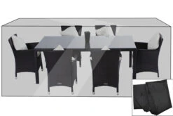 OUTFLEXX Premium Abdeckhaube Für Esstischgarnituren, Schwarz, 202x124x83 Cm, Wasserbeständig