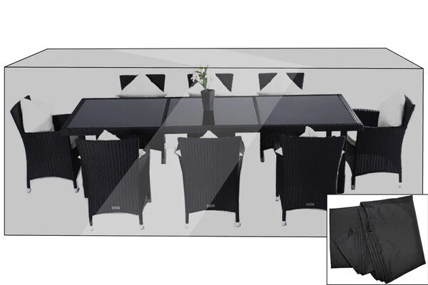 OUTFLEXX Premium Abdeckhaube Für Esstischgarnitur, Schwarz, 282x124x83 Cm, Wasserbeständig 3 OUTFLEXX Premium Abdeckhaube Für Esstischgarnitur, Schwarz, 282x124x83 Cm, Wasserbeständig