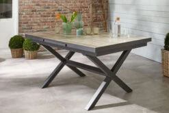 Ploß Louvra Auszugs-Dining-Tisch, Anthrazit/Holzoptik, Alu/Keramik, 160/210x100,5cm, Tischplatte Aus Keramikfliesen -Gartenladen 21629 1.jpg