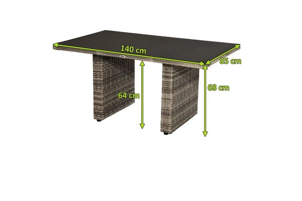 Ploß Rabida Lounge-Tisch, Champagner-meliert, Polyrattan, 140x85cm, Glasplatte In Steinoptik 7 Ploß Rabida Lounge-Tisch, Champagner-meliert, Polyrattan, 140x85cm, Glasplatte In Steinoptik – Bild 5