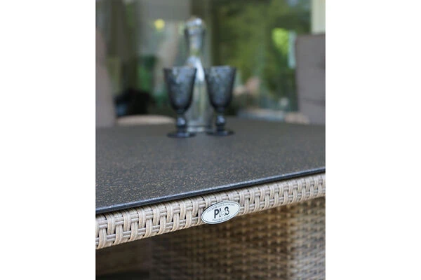 Ploß Rabida Lounge-Tisch, Champagner-meliert, Polyrattan, 140x85cm, Glasplatte In Steinoptik 9 Ploß Rabida Lounge-Tisch, Champagner-meliert, Polyrattan, 140x85cm, Glasplatte In Steinoptik – Bild 7