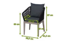 Ploß Arendal Diningsessel, Schwarz/grau, Rope/FSC-Akazie, 58,5x61,5x87cm, Inkl. Polster -Gartenladen 21640 5.jpg