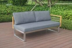 OUTFLEXX Ecklounge, Natur/grau, Edelstahl/Teak, 5 Personen, Inklusive Sessel Und Multifunktionstisch 100 X 70 Cm, Lehne Links -Gartenladen 21650 1.JPG