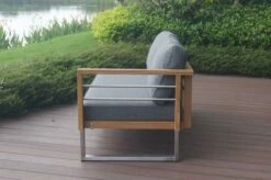 OUTFLEXX Ecklounge, Natur/grau, Edelstahl/Teak, 5 Personen, Inklusive Sessel Und Multifunktionstisch 100 X 70 Cm, Lehne Links -Gartenladen 21650 3.JPG 1