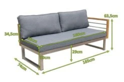 OUTFLEXX 2-Sitzer Sofa, Natur / Grau, FSC-Teak / Edelstahl / Olefin, 165x74x64 Cm, Armlehne Links -Gartenladen 21650 5 mass.jpg