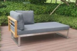 OUTFLEXX Ecklounge, Natur/grau, Edelstahl/Teak, 5 Personen, Inklusive Sessel Und Multifunktionstisch 100 X 70 Cm, Lehne Links -Gartenladen 21652 2.JPG 1