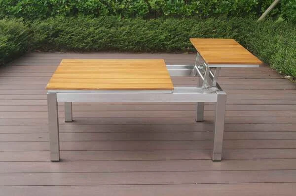 OUTFLEXX Multifunktionstisch, Natur, FSC-Teak / Edelstahl, 100/118x70/90x45/60cm, Platten Mehrfach Verstellbar 14 OUTFLEXX Multifunktionstisch, Natur, FSC-Teak / Edelstahl, 100/118x70/90x45/60cm, Platten Mehrfach Verstellbar – Bild 12