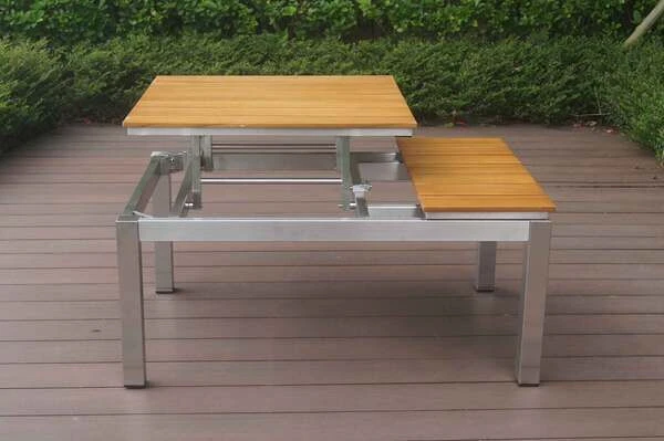 OUTFLEXX Multifunktionstisch, Natur, FSC-Teak / Edelstahl, 100/118x70/90x45/60cm, Platten Mehrfach Verstellbar 15 OUTFLEXX Multifunktionstisch, Natur, FSC-Teak / Edelstahl, 100/118x70/90x45/60cm, Platten Mehrfach Verstellbar – Bild 13