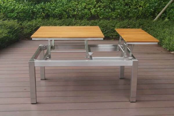 OUTFLEXX Multifunktionstisch, Natur, FSC-Teak / Edelstahl, 100/118x70/90x45/60cm, Platten Mehrfach Verstellbar 16 OUTFLEXX Multifunktionstisch, Natur, FSC-Teak / Edelstahl, 100/118x70/90x45/60cm, Platten Mehrfach Verstellbar – Bild 14