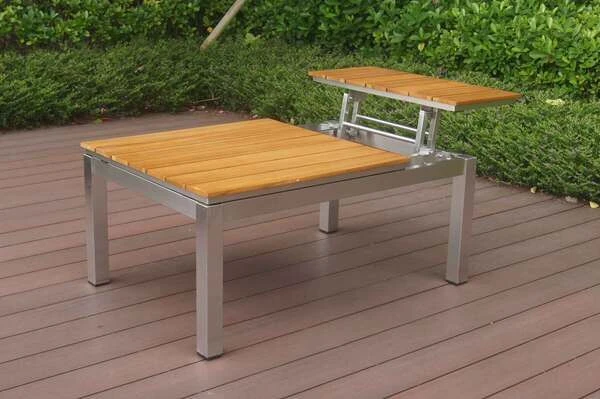 OUTFLEXX Multifunktionstisch, Natur, FSC-Teak / Edelstahl, 100/118x70/90x45/60cm, Platten Mehrfach Verstellbar 5 OUTFLEXX Multifunktionstisch, Natur, FSC-Teak / Edelstahl, 100/118x70/90x45/60cm, Platten Mehrfach Verstellbar – Bild 3