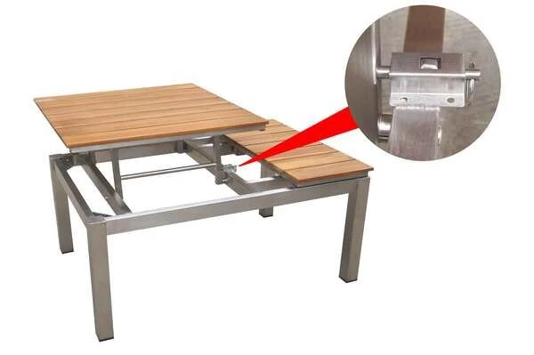 OUTFLEXX Multifunktionstisch, Natur, FSC-Teak / Edelstahl, 100/118x70/90x45/60cm, Platten Mehrfach Verstellbar 6 OUTFLEXX Multifunktionstisch, Natur, FSC-Teak / Edelstahl, 100/118x70/90x45/60cm, Platten Mehrfach Verstellbar – Bild 4
