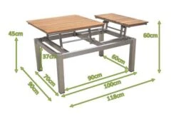 OUTFLEXX Multifunktionstisch, Natur, FSC-Teak / Edelstahl, 100/118x70/90x45/60cm, Platten Mehrfach Verstellbar 23 OUTFLEXX Multifunktionstisch, Natur, FSC-Teak / Edelstahl, 100/118x70/90x45/60cm, Platten Mehrfach Verstellbar -Gartenladen 21656 5 mass.JPG