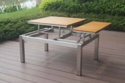 OUTFLEXX Multifunktionstisch, Natur, FSC-Teak / Edelstahl, 100/118x70/90x45/60cm, Platten Mehrfach Verstellbar 28 OUTFLEXX Multifunktionstisch, Natur, FSC-Teak / Edelstahl, 100/118x70/90x45/60cm, Platten Mehrfach Verstellbar -Gartenladen 21656 9.JPG