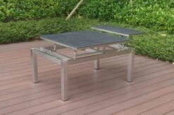 OUTFLEXX Multifunktionstisch, Grau Marmoriert, Glaskeramik / Edelstahl, 100/118x70/90x45/60cm, Platten Mehrfach Verstellbar -Gartenladen 21657 1.JPG