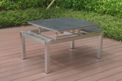 OUTFLEXX Multifunktionstisch, Grau Marmoriert, Glaskeramik / Edelstahl, 100/118x70/90x45/60cm, Platten Mehrfach Verstellbar -Gartenladen 21657 11.JPG