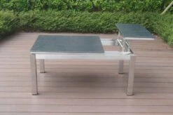 OUTFLEXX Multifunktionstisch, Grau Marmoriert, Glaskeramik / Edelstahl, 100/118x70/90x45/60cm, Platten Mehrfach Verstellbar -Gartenladen 21657 12.JPG