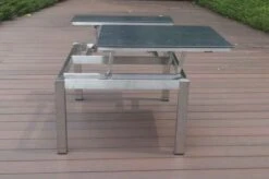 OUTFLEXX Multifunktionstisch, Grau Marmoriert, Glaskeramik / Edelstahl, 100/118x70/90x45/60cm, Platten Mehrfach Verstellbar -Gartenladen 21657 18.JPG