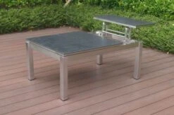 OUTFLEXX Multifunktionstisch, Grau Marmoriert, Glaskeramik / Edelstahl, 100/118x70/90x45/60cm, Platten Mehrfach Verstellbar -Gartenladen 21657 3.JPG