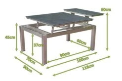 OUTFLEXX Multifunktionstisch, Grau Marmoriert, Glaskeramik / Edelstahl, 100/118x70/90x45/60cm, Platten Mehrfach Verstellbar -Gartenladen 21657 5 mass.JPG