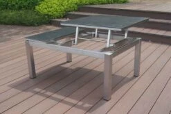 OUTFLEXX Multifunktionstisch, Grau Marmoriert, Glaskeramik / Edelstahl, 100/118x70/90x45/60cm, Platten Mehrfach Verstellbar -Gartenladen 21657 9.JPG