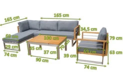 OUTFLEXX Ecklounge, Natur/grau, Edelstahl/Teak, 5 Personen, Inklusive Sessel Und Multifunktionstisch 100 X 70 Cm, Lehne Links -Gartenladen 21661 2 mass.jpg