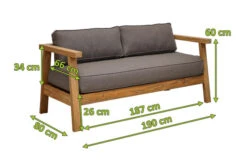 OUTFLEXX Hamim 2-Sitzer, Natur/grau, Teak/Olefin, 190 X 80 X 60 Cm, Recycled Teak -Gartenladen 21686 5.jpg