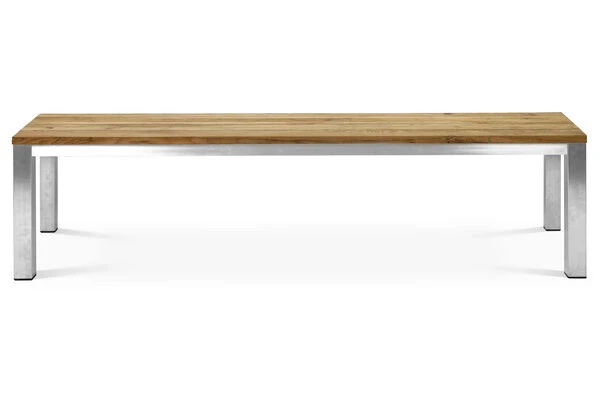 OUTFLEXX Classic Bank, Silber/natur, Edelstahl/recycled FSC-Teak, 220 X 40 X 45 Cm 4 OUTFLEXX Classic Bank, Silber/natur, Edelstahl/recycled FSC-Teak, 220 X 40 X 45 Cm – Bild 2