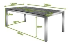 OUTFLEXX Esstisch, Grau, Granit / Edelstahl, 200x100 Cm, 2 Teilige Tischplatte -Gartenladen 21743 5 mass.JPG
