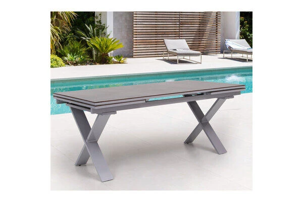 OUTFLEXX Ausziehtisch, Silber, Aluminium/HPL, 180/280x100cm, Schubladenauszug 3 OUTFLEXX Ausziehtisch, Silber, Aluminium/HPL, 180/280x100cm, Schubladenauszug