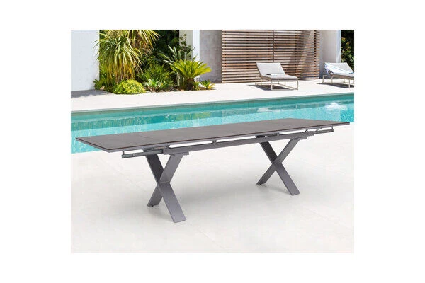 OUTFLEXX Ausziehtisch, Silber, Aluminium/HPL, 180/280x100cm, Schubladenauszug 12 OUTFLEXX Ausziehtisch, Silber, Aluminium/HPL, 180/280x100cm, Schubladenauszug – Bild 10