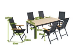 OUTFLEXX Esstischgarnitur, Anthrazit Matt, Alu/Holzimitat, Tisch 200x91cm, 6 Multipo -Gartenladen 21775 5.jpg