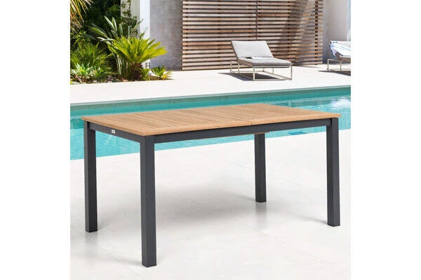 OUTFLEXX Ausziehtisch, Anthrazit Matt, Alu/FSC-Teak, 150/210x90cm, Synchronauszug Mit Butterfly-Funktion 13 OUTFLEXX Ausziehtisch, Anthrazit Matt, Alu/FSC-Teak, 150/210x90cm, Synchronauszug Mit Butterfly-Funktion – Bild 11