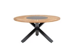 OUTFLEXX Esstisch, Anthrazit Matt, Alu/FSC-Teak, Ø150x75,5cm, Mit Glasinlay -Gartenladen 21780 2.jpg